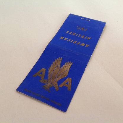 Vintage Matchbook Cover American Airlines Inc AA Eagle Monogram Logo Blue Plane