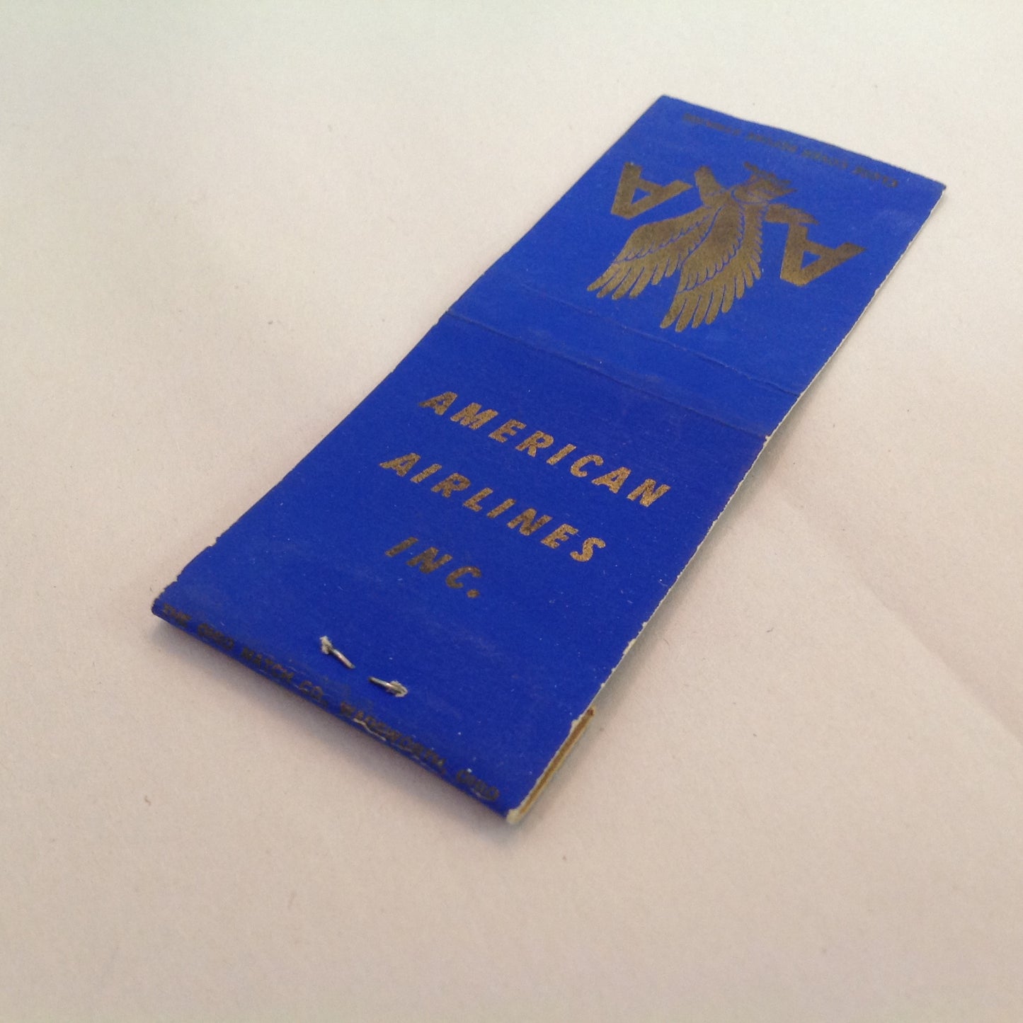 Vintage Matchbook Cover American Airlines Inc AA Eagle Monogram Logo Blue Plane
