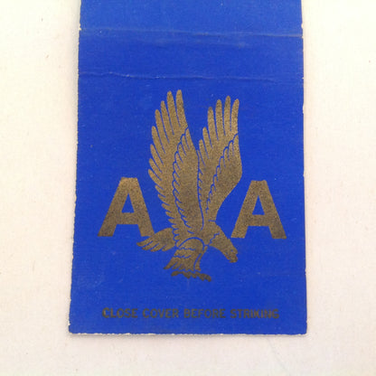 Vintage Matchbook Cover American Airlines Inc AA Eagle Monogram Logo Blue Plane