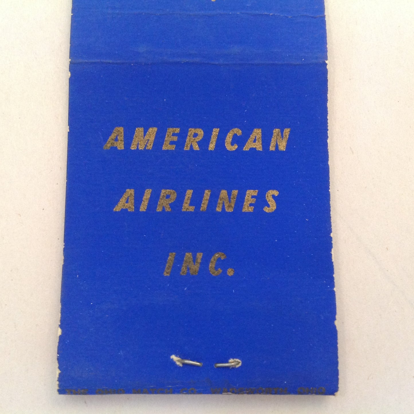 Vintage Matchbook Cover American Airlines Inc AA Eagle Monogram Logo Blue Plane