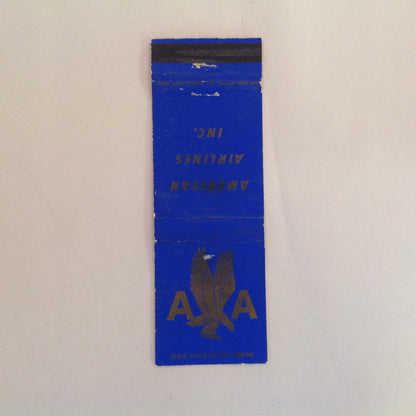 Vintage Matchbook Cover American Airlines Inc AA Eagle Monogram Logo Blue Plane
