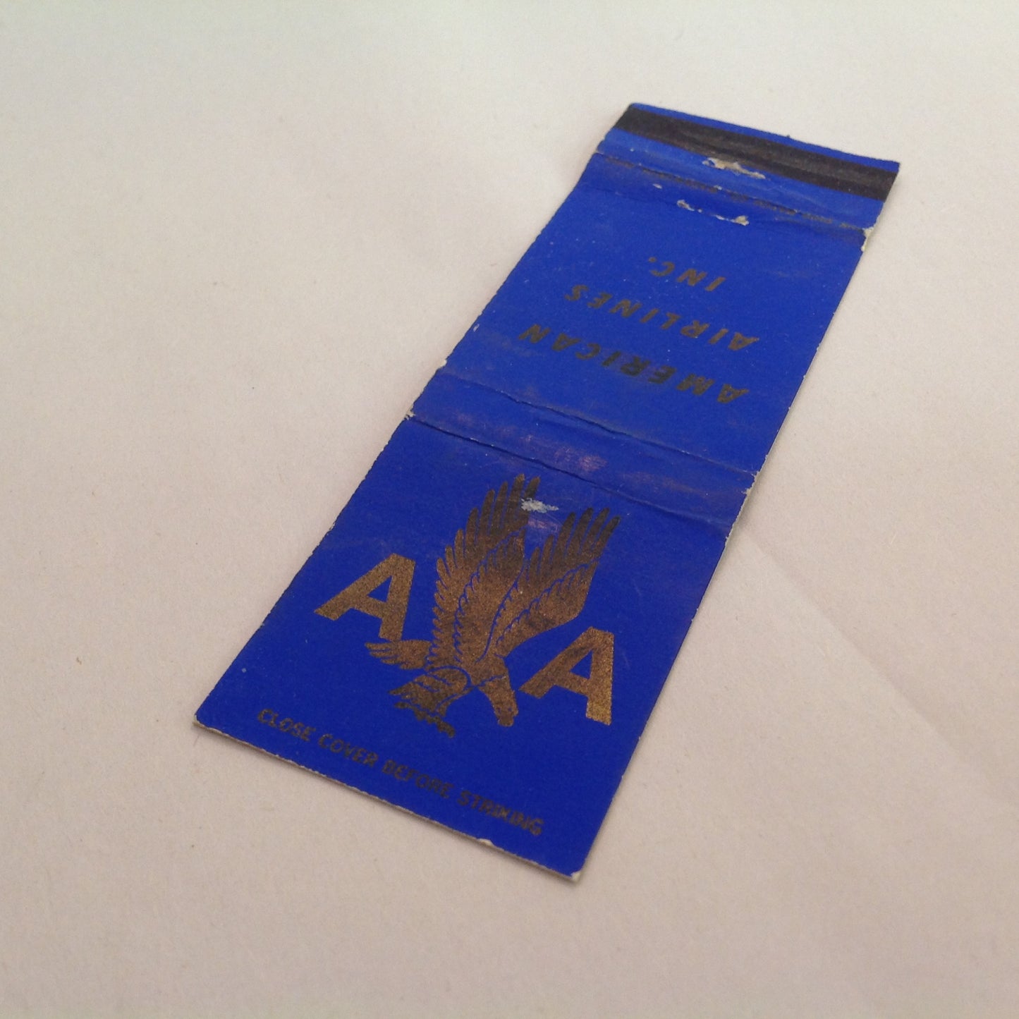 Vintage Matchbook Cover American Airlines Inc AA Eagle Monogram Logo Blue Plane