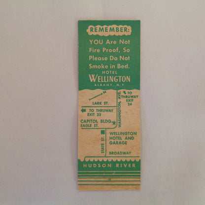 Vintage Matchbook Cover Hotel Wellington Albany New York Garage-IN Hospitality
