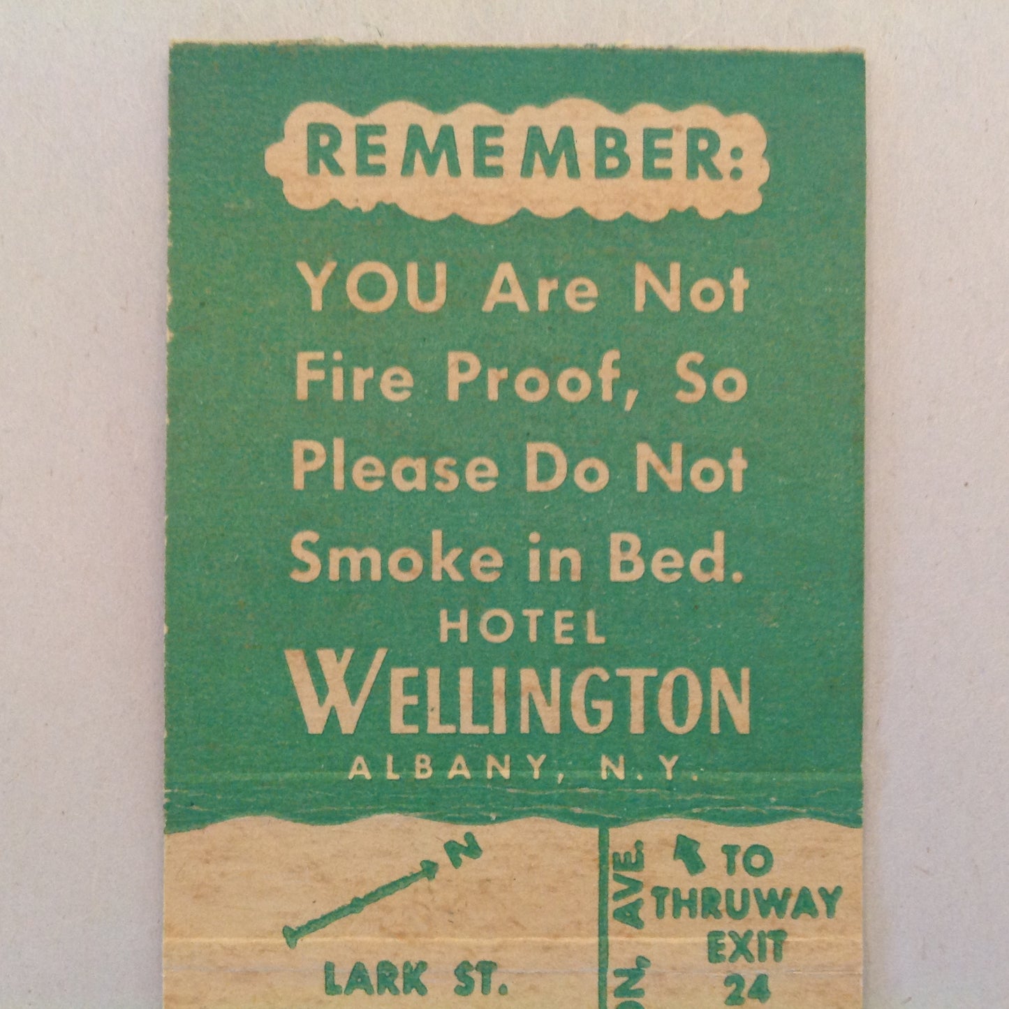 Vintage Matchbook Cover Hotel Wellington Albany New York Garage-IN Hospitality