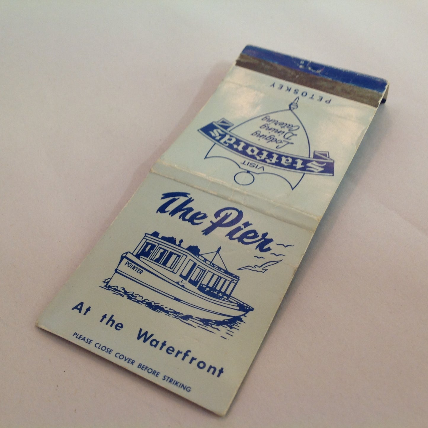 Vintage Matchbook Cover The Pier Stafford's Lodging Dining Catering Petoskey MI