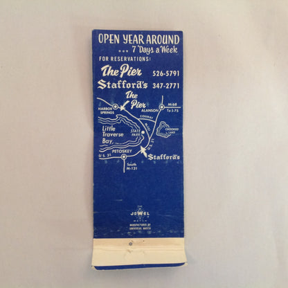 Vintage Matchbook Cover The Pier Stafford's Lodging Dining Catering Petoskey MI