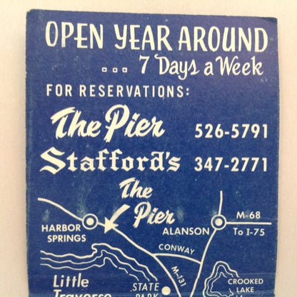 Vintage Matchbook Cover The Pier Stafford's Lodging Dining Catering Petoskey MI
