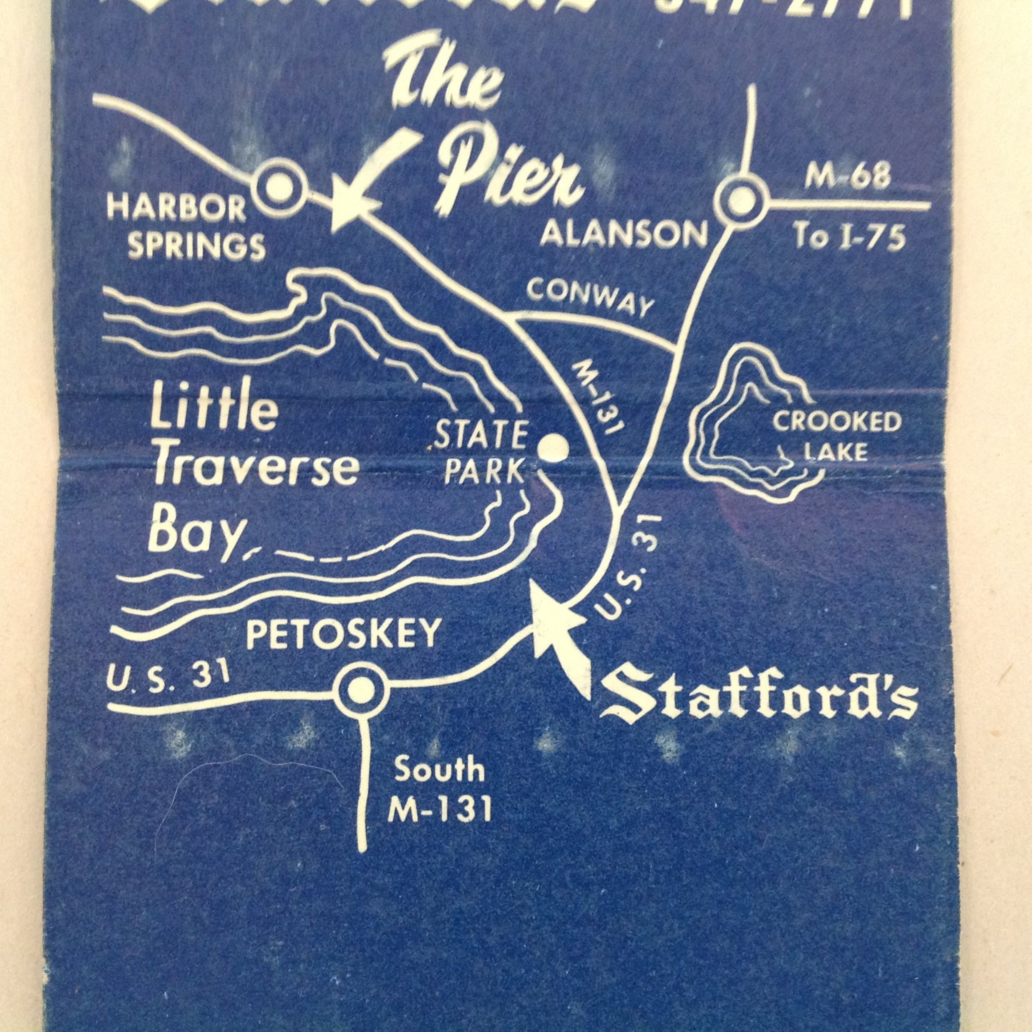 Vintage Matchbook Cover The Pier Stafford's Lodging Dining Catering Petoskey MI