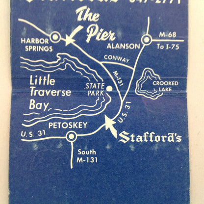 Vintage Matchbook Cover The Pier Stafford's Lodging Dining Catering Petoskey MI