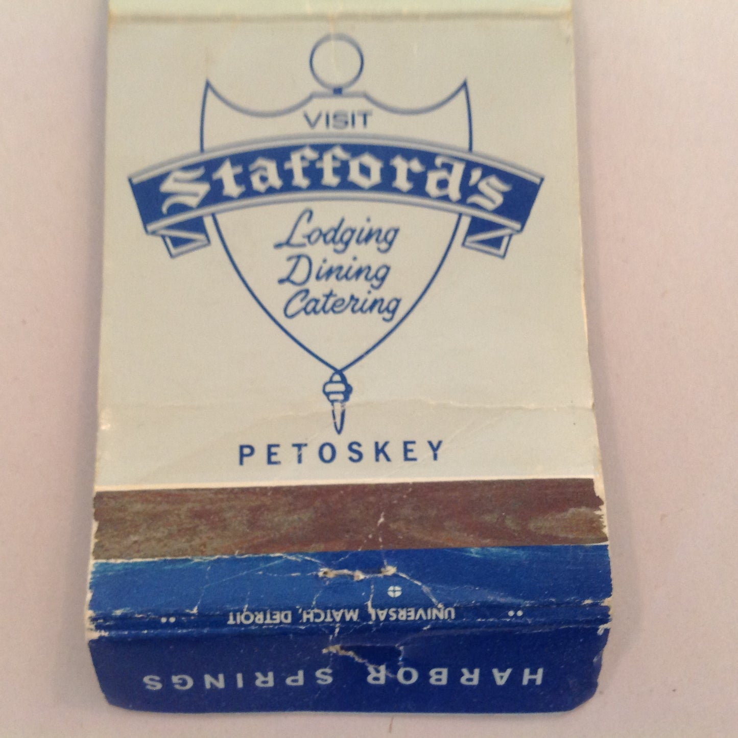 Vintage Matchbook Cover The Pier Stafford's Lodging Dining Catering Petoskey MI