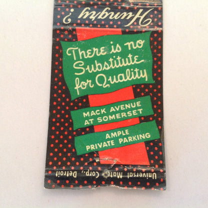Vintage Matchbook Cover Francois Fireplace Grosse Pointe Institution Mack Avenue MI