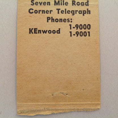 Vintage Matchbook Cover Sea Food Grotto Detroit's Exclusive Restaurant Telegraph Rd.