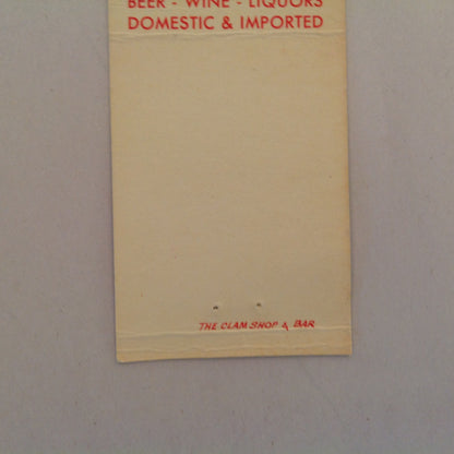 Vintage Matchbook Cover The Clam Shop and Bar Grand Blvd Detroit Michigan Sea Food