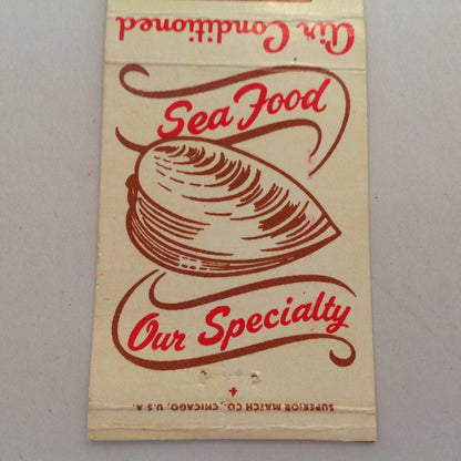 Vintage Matchbook Cover The Clam Shop and Bar Grand Blvd Detroit Michigan Sea Food
