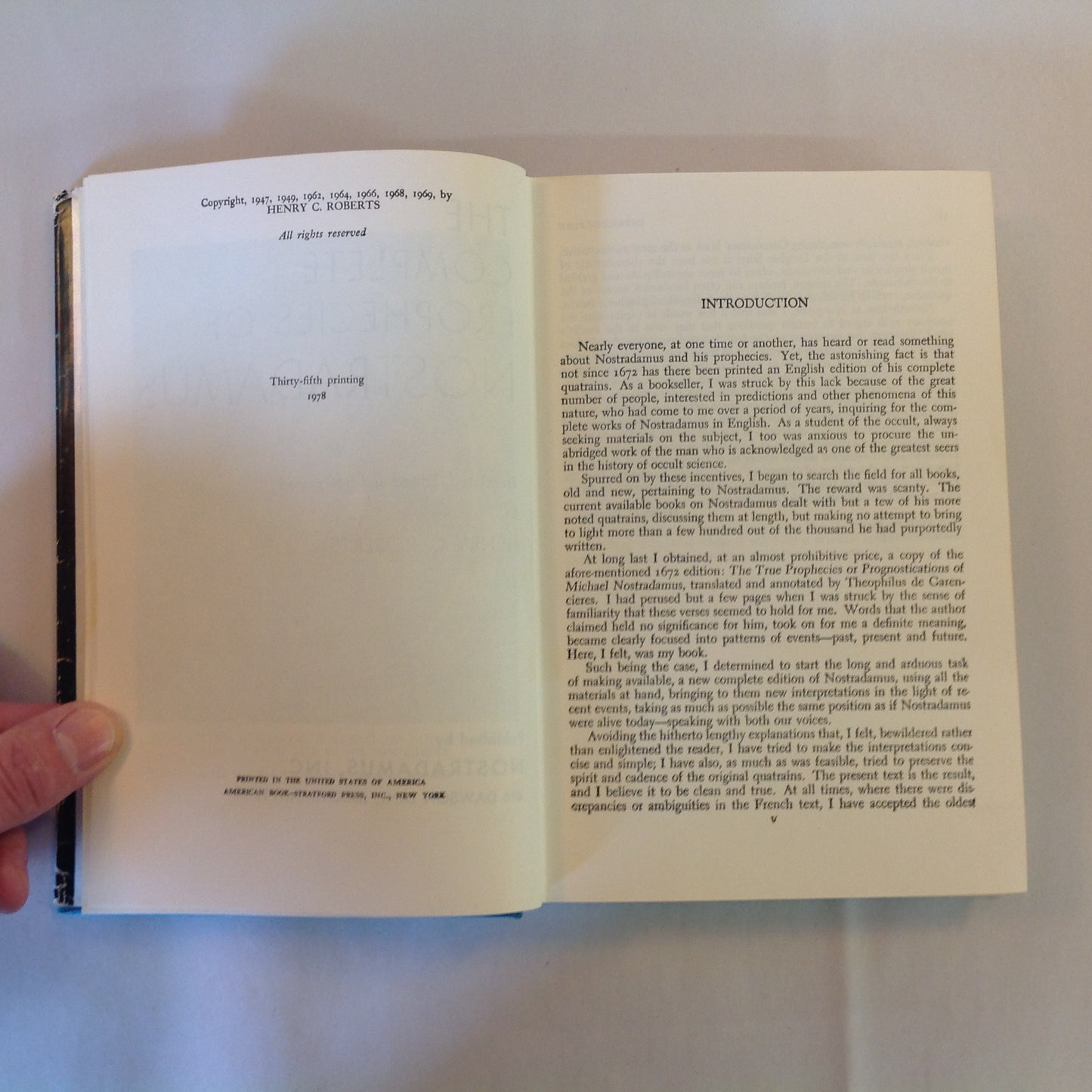 Vintage 1978 Hardcover The Complete Prophecies of Nostradamus Henry C. Roberts, Ed.