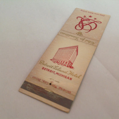 Vintage Matchbook Cover Detroit-Leland Hotel Noted for Friendliness Grenadier Room