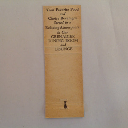 Vintage Matchbook Cover Detroit-Leland Hotel Noted for Friendliness Grenadier Room
