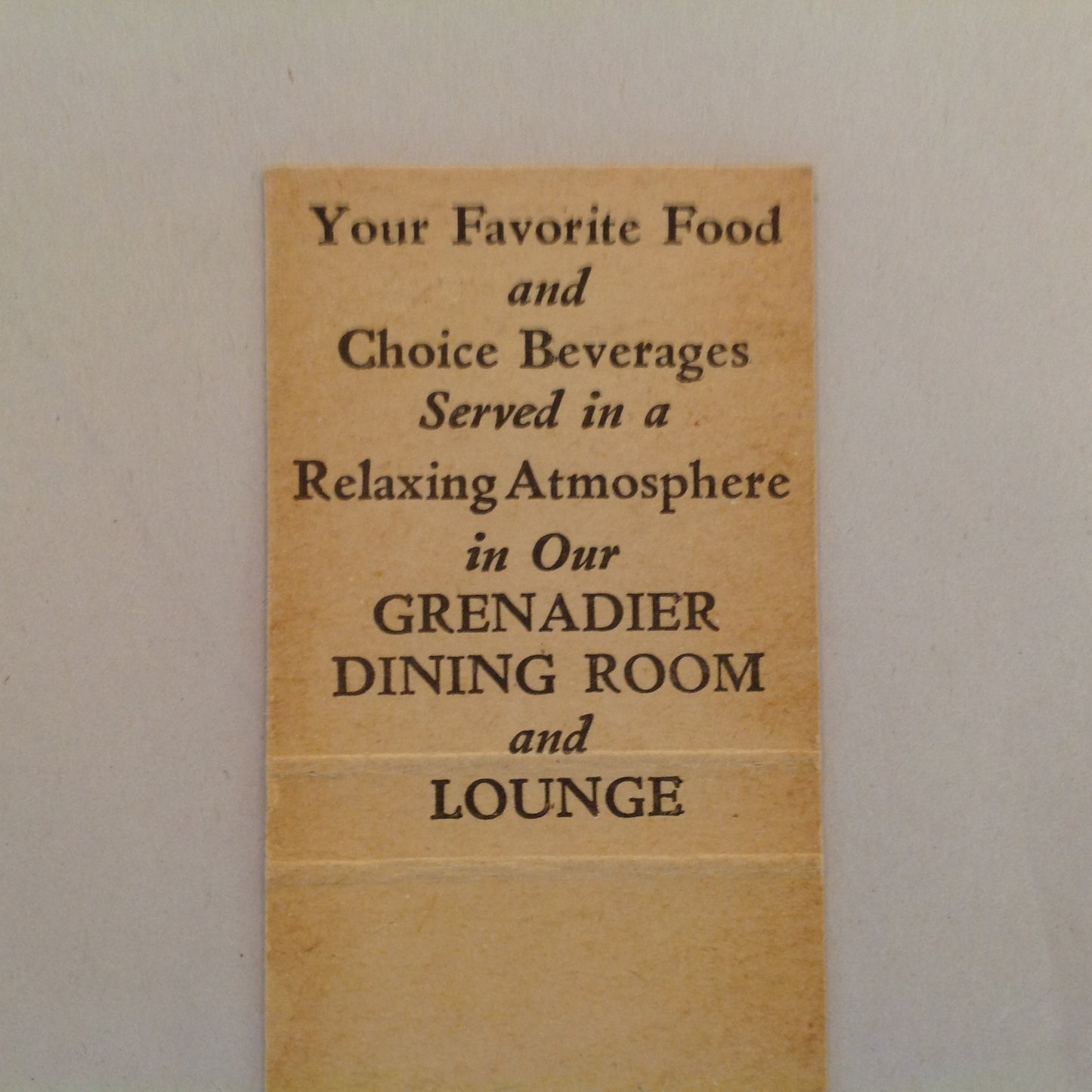 Vintage Matchbook Cover Detroit-Leland Hotel Noted for Friendliness Grenadier Room