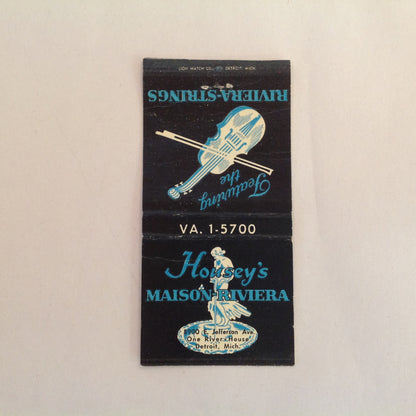 Vintage Matchbook Cover Housey's Maison-Riviera Featuring Riviera Strings Detroit MI
