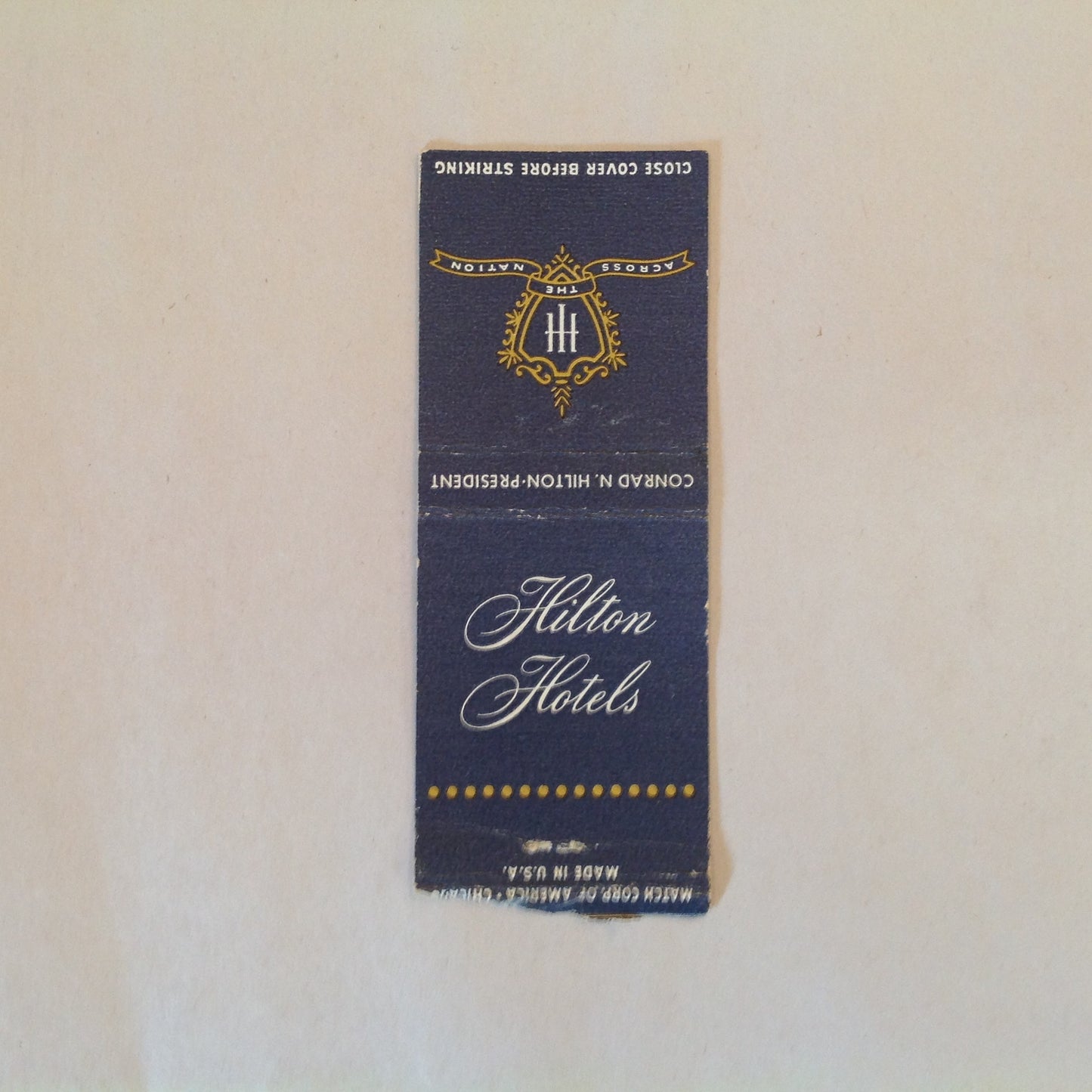 Vintage Matchbook Cover Hilton Hotels Across the Nation Spain Mexico Puerto Rico Locations