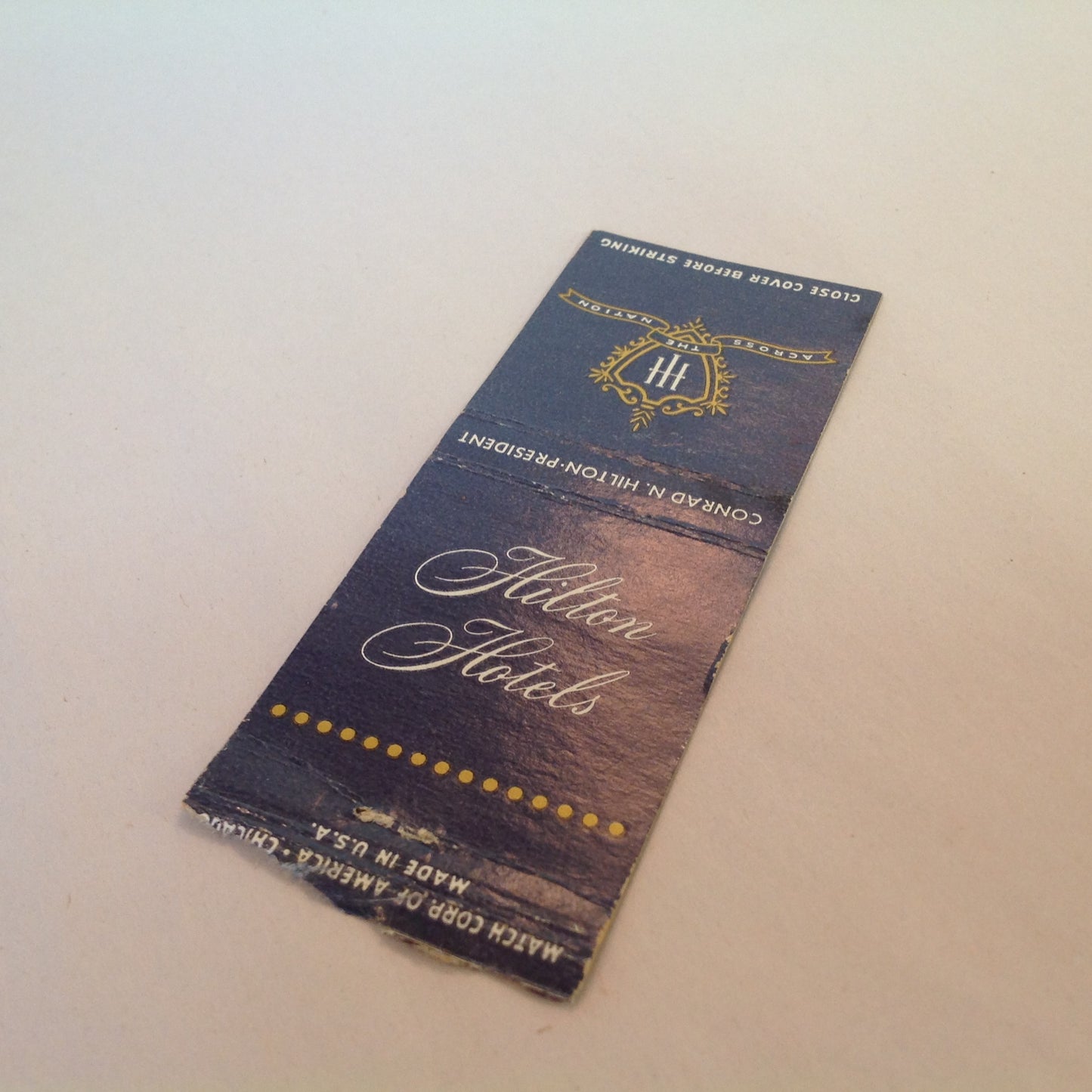 Vintage Matchbook Cover Hilton Hotels Across the Nation Spain Mexico Puerto Rico Locations