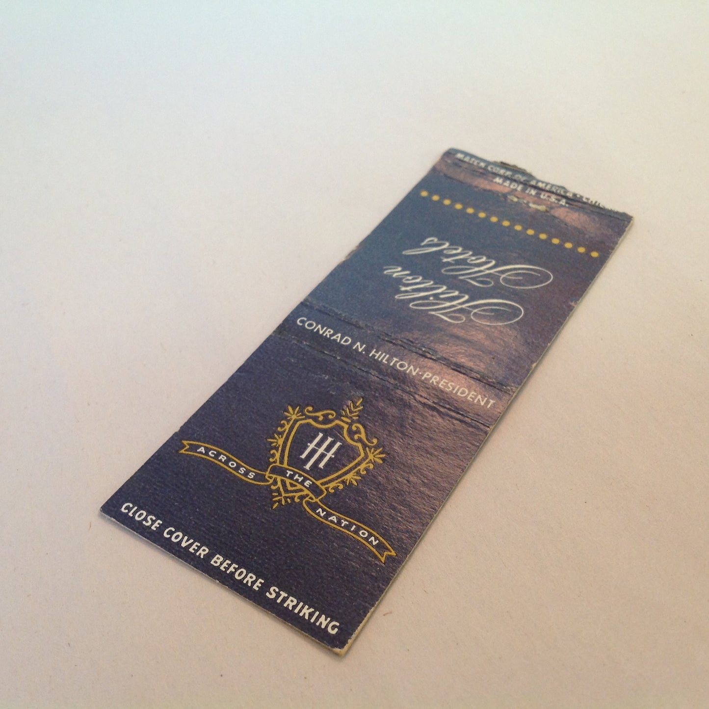 Vintage Matchbook Cover Hilton Hotels Across the Nation Spain Mexico Puerto Rico Locations