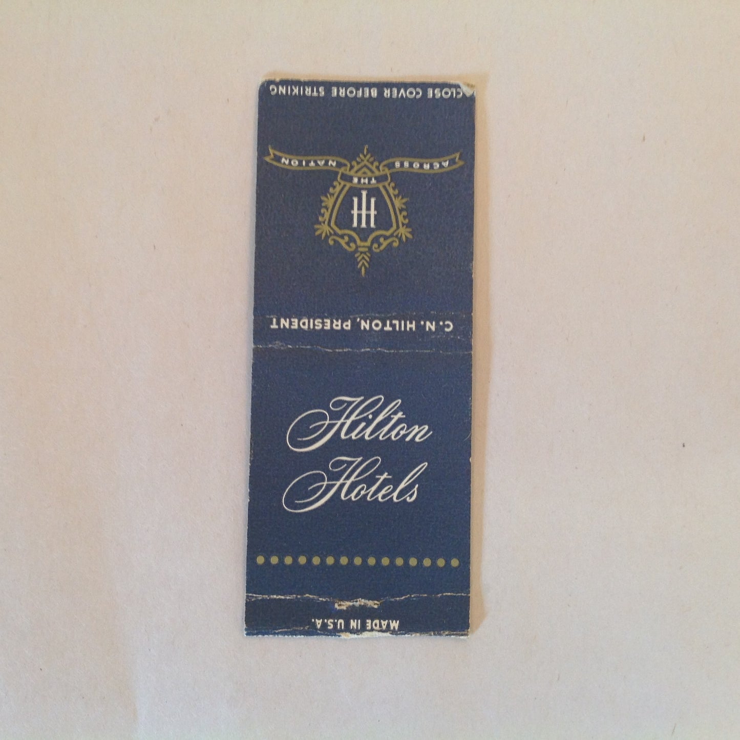 Vintage Matchbook Cover Hilton Hotels Across the Nation Spain Mexico Puerto Rico Locations Advertising