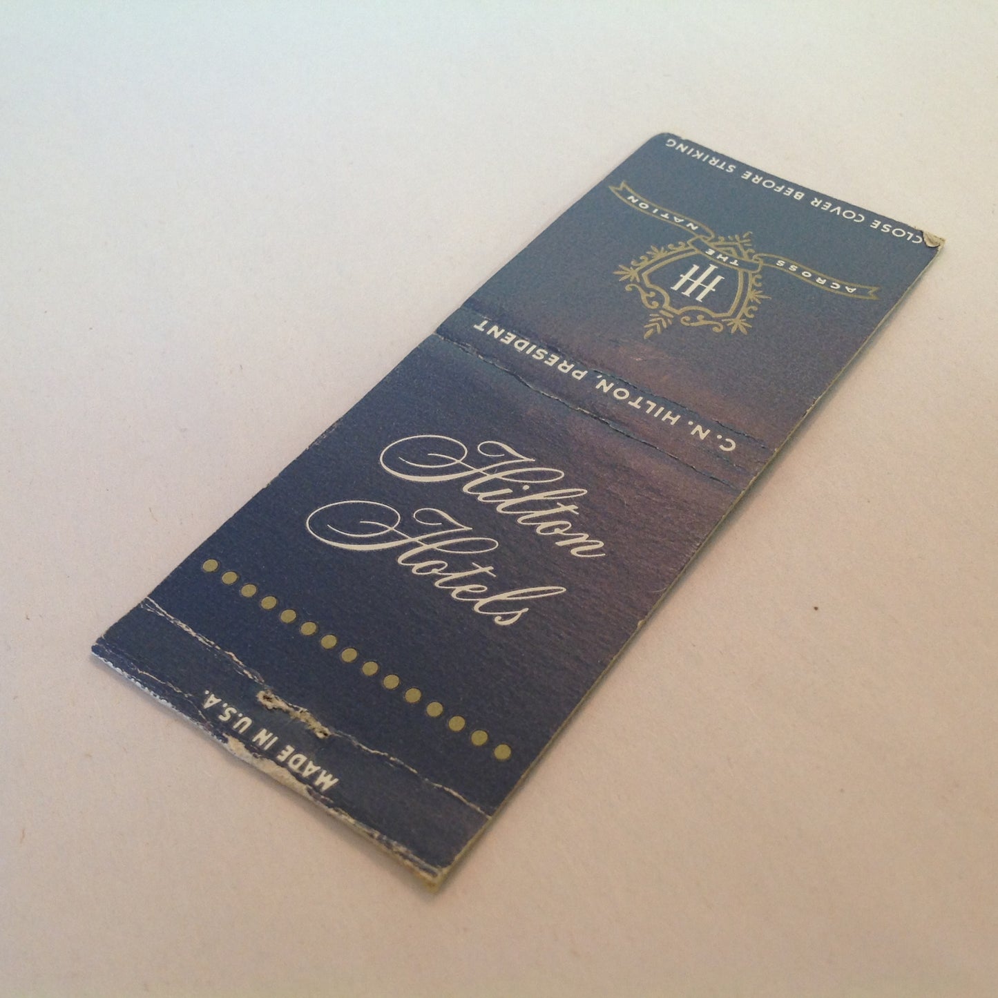 Vintage Matchbook Cover Hilton Hotels Across the Nation Spain Mexico Puerto Rico Locations Advertising