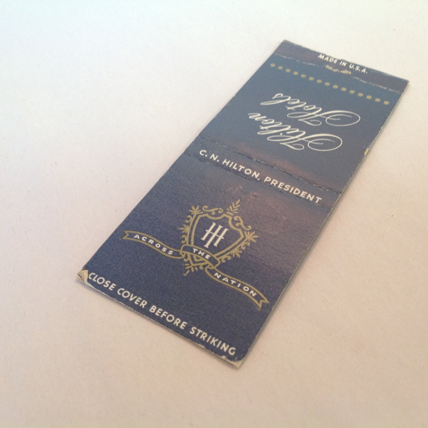 Vintage Matchbook Cover Hilton Hotels Across the Nation Spain Mexico Puerto Rico Locations Advertising