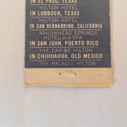 Vintage Matchbook Cover Hilton Hotels Across the Nation Spain Mexico Puerto Rico Locations Advertising
