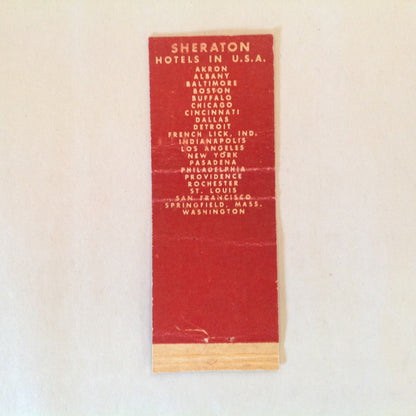 Vintage Matchbook Cover Sheraton Hotels Canada Original Logo Lamp Urn Locales
