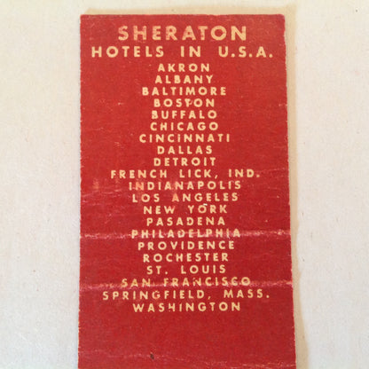 Vintage Matchbook Cover Sheraton Hotels Canada Original Logo Lamp Urn Locales