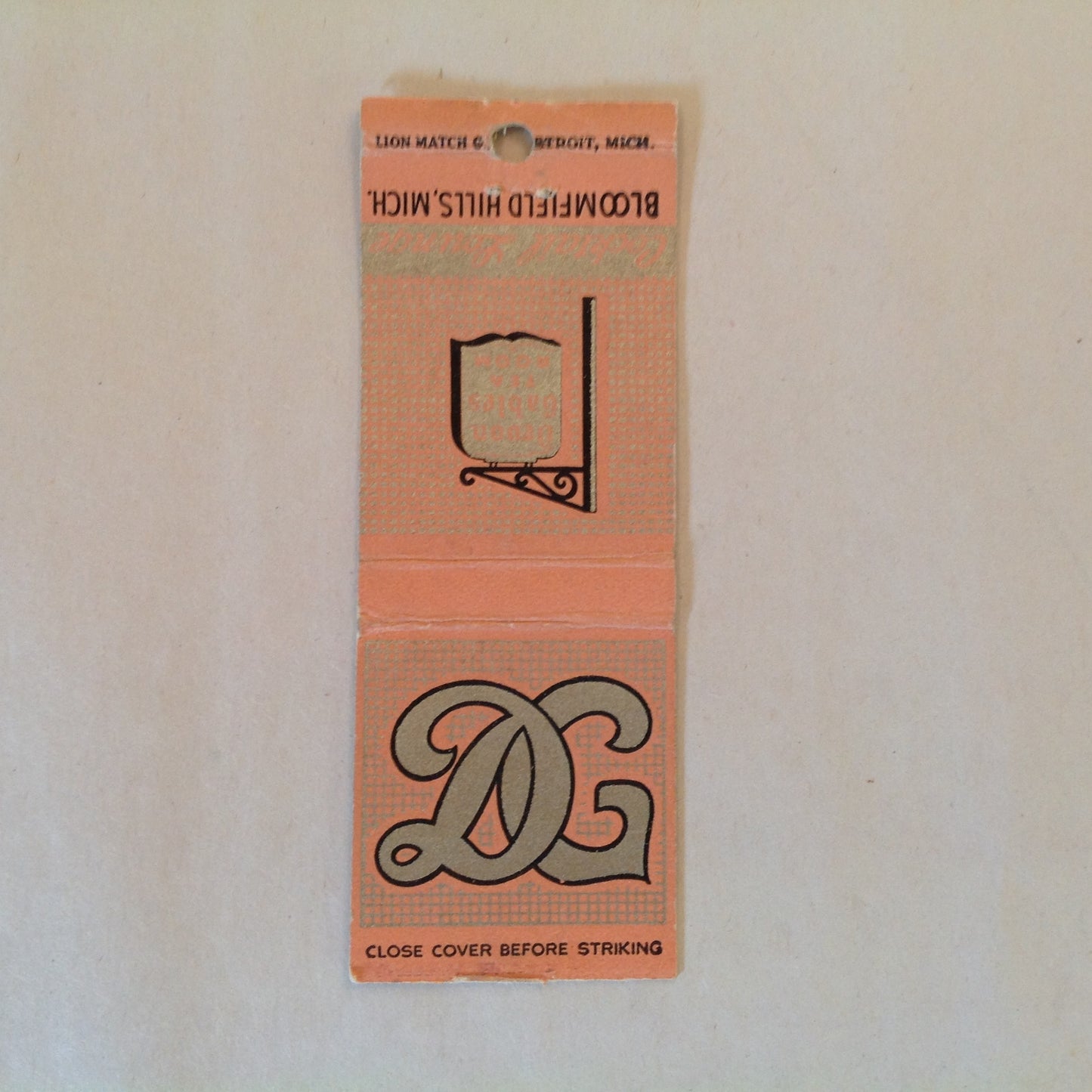 Vintage Matchbook Cover Devon Gables Tea Room Cocktail Lounge Bloomfield Hills MI