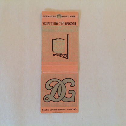 Vintage Matchbook Cover Devon Gables Tea Room Cocktail Lounge Bloomfield Hills MI