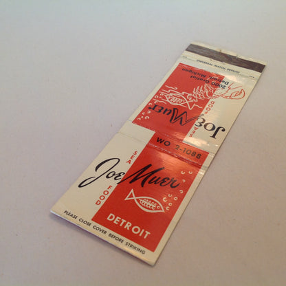 Vintage Matchbook Cover Joe Muer Sea Food Restaurant Gratiot Detroit Michigan