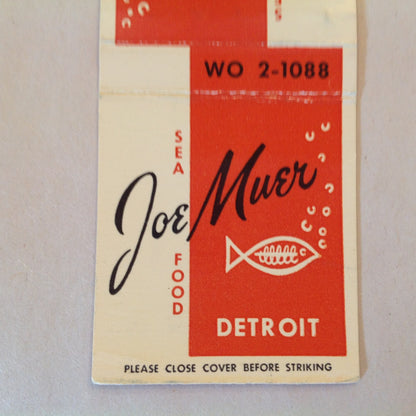 Vintage Matchbook Cover Joe Muer Sea Food Restaurant Gratiot Detroit Michigan