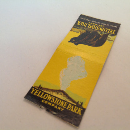 Vintage Matchbook Cover Yellowstone Park Company Bear Geyser Graphics Mid Century