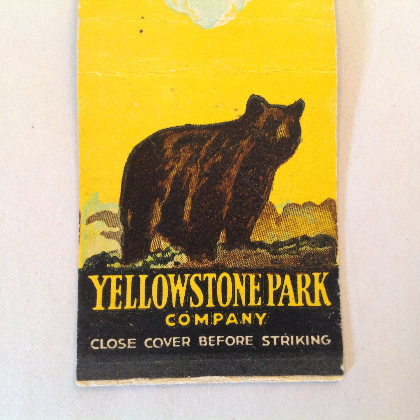 Vintage Matchbook Cover Yellowstone Park Company Bear Geyser Graphics Mid Century