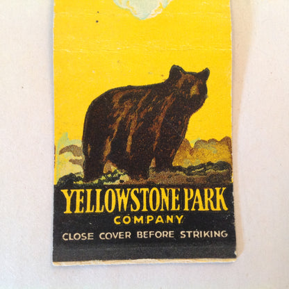 Vintage Matchbook Cover Yellowstone Park Company Bear Geyser Graphics Mid Century