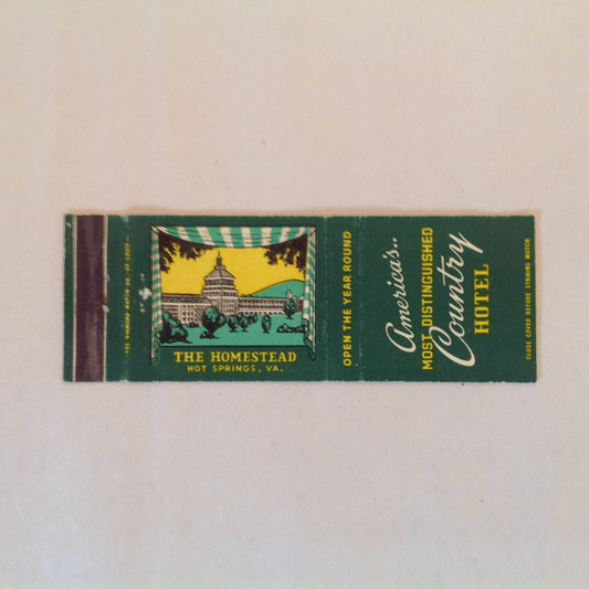 Vintage Matchbook Cover The Homestead Hot Springs Virginia America's Finest Resort