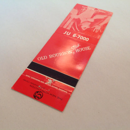 Vintage Matchbook Cover Old Bourbon Steak House Restaurant New York Hilton NYC