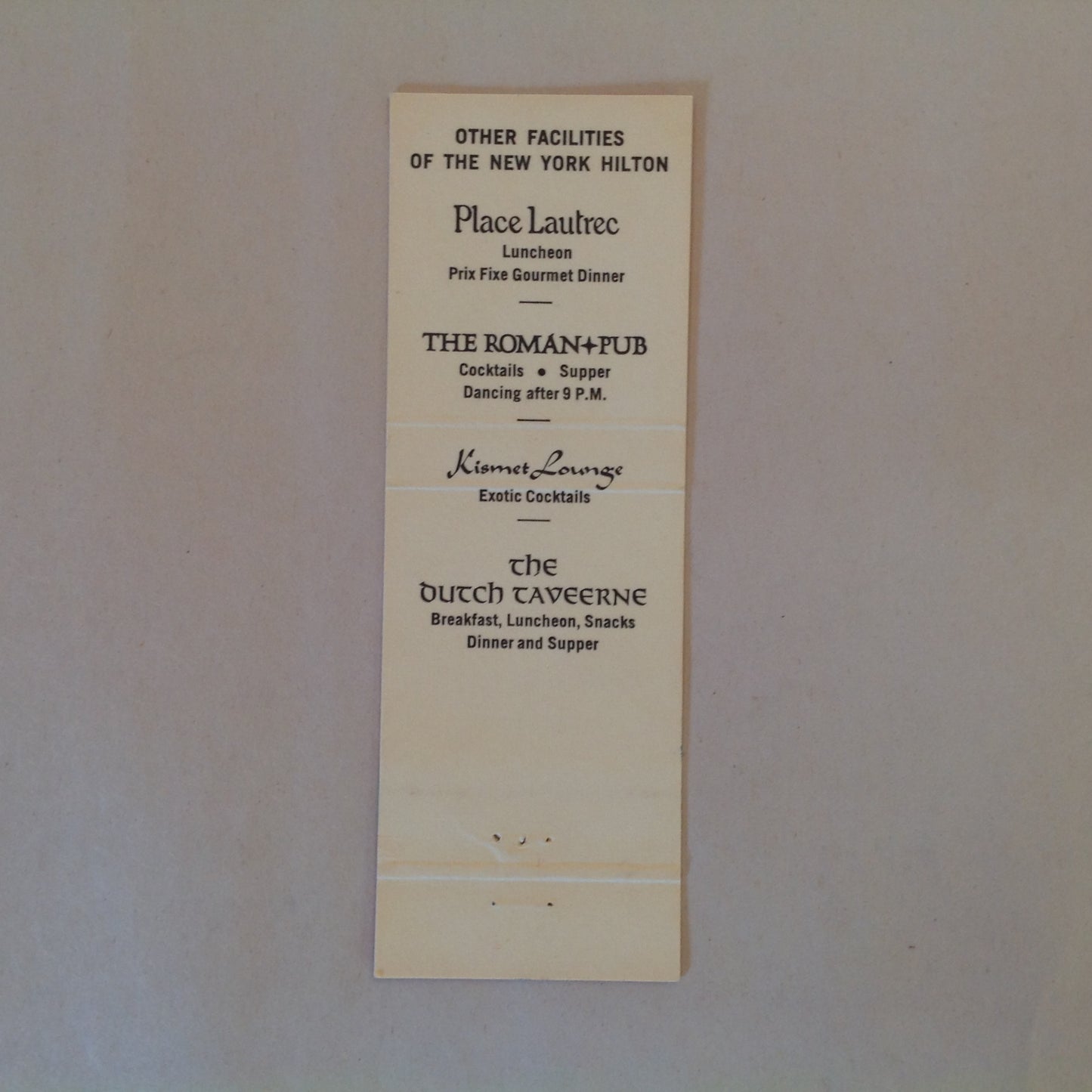 Vintage Matchbook Cover Old Bourbon Steak House Restaurant New York Hilton NYC