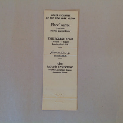 Vintage Matchbook Cover Old Bourbon Steak House Restaurant New York Hilton NYC