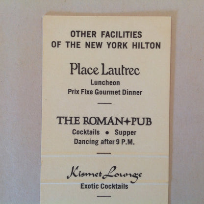 Vintage Matchbook Cover Old Bourbon Steak House Restaurant New York Hilton NYC