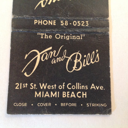 Vintage Matchbook Cover Dan and Bill's Original Famous Plank Steak House Miami Beach
