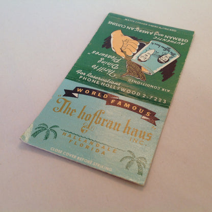 Vintage Matchbook Cover The Hofbrau Haus Inc Authentic German Cuisine Hallandale FL