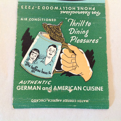 Vintage Matchbook Cover The Hofbrau Haus Inc Authentic German Cuisine Hallandale FL