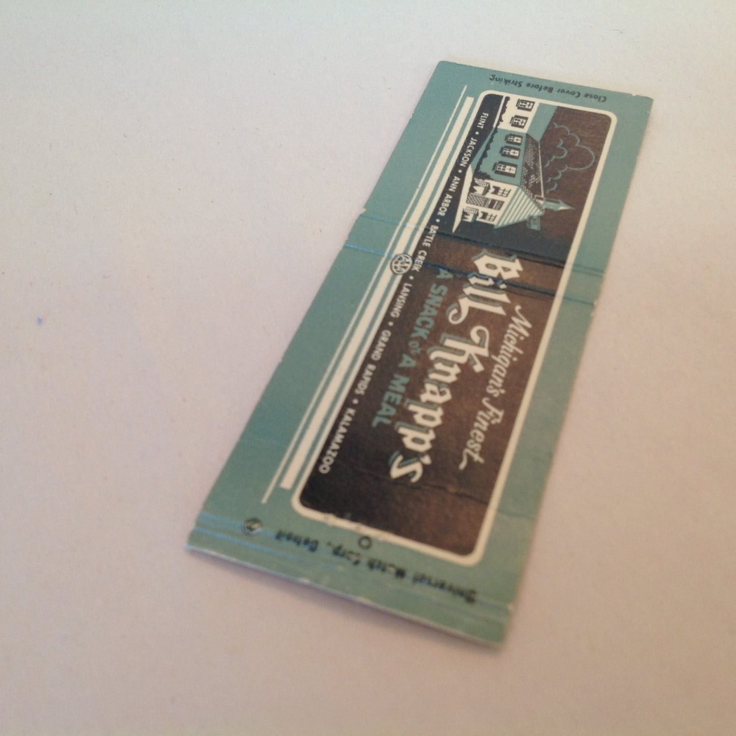 Vintage Matchbook Cover Michigan's Finest Bill Knapp's A Snack or A Meal MI Locales
