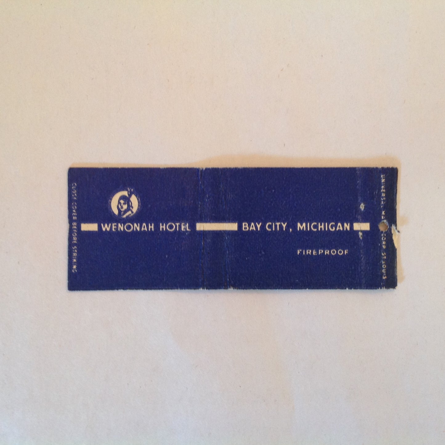 Vintage Matchbook Cover Wenonah Hotel Bay City Michigan Historic Fire Water St.
