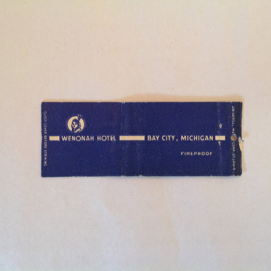 Vintage Matchbook Cover Wenonah Hotel Bay City Michigan Historic Fire Water St.
